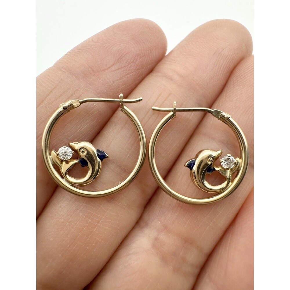 10k Gold Leaping Dolphin Hoop Earrings